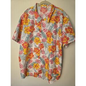 Mens SD Padres BDA Pink Short Sleeve Hawaiian Button-Up Sports Shirt Size XXL